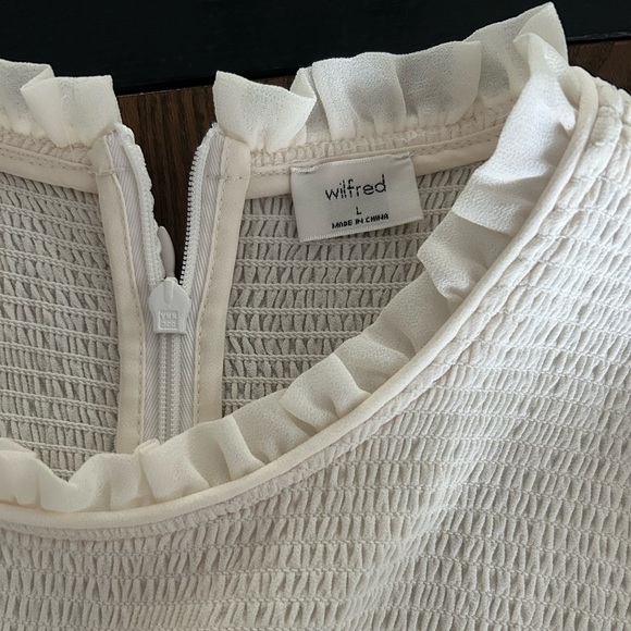 Aritzia Wilfred Rosalyn Smocked Tiered Midi Dress, Size large. - Picture 6 of 10